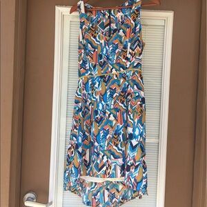 Geometric patterned high low dress